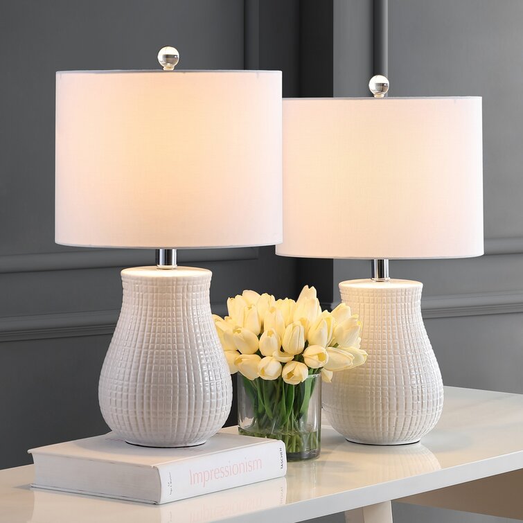 White side table store lamp